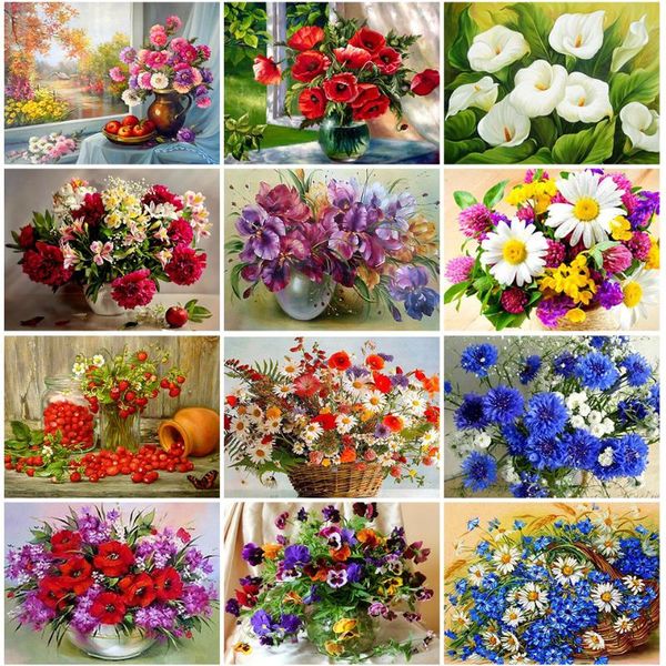 

diamond painting 5d diy flowers vase roses cross stitch set full drill embroidery mosaic picture rhinestones home decor