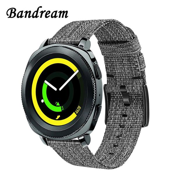 

watch bands 20mm canvas nylon watchband for samsung gear sport s2 classic garmin vivoactive 3 ticwatch 2 / e quick release strap band, Black;brown
