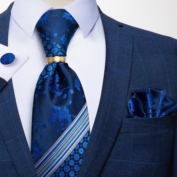 

bow ties men's tie handkerchief cuffink necktie set jacquard woven silk blue wedding formal business party ring, Black;gray