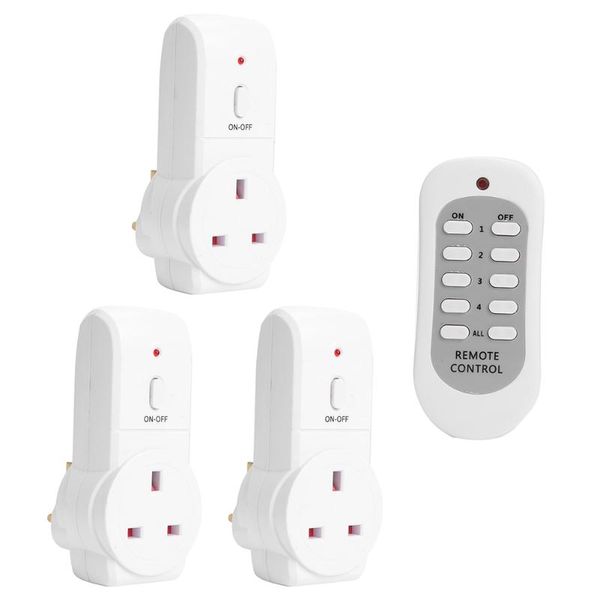 

3pcs uk plug classic colors and simple durable design wireless remote control smart socket electrical outlet light switch controlers
