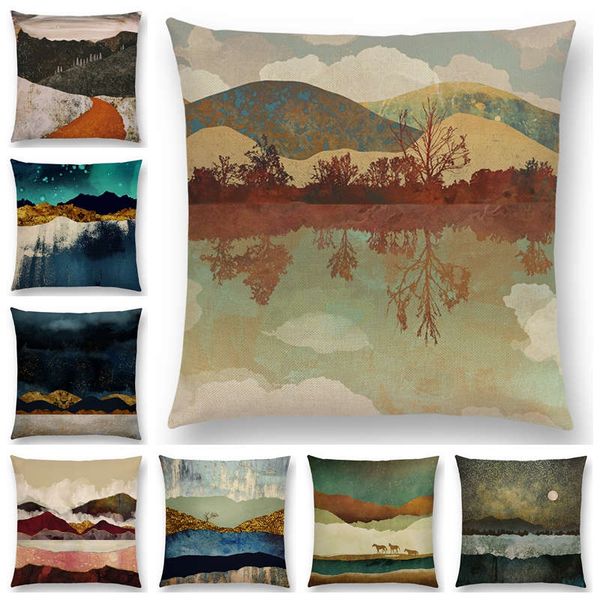 

new design available mountains wilderness cushion cover home sunrise pillowcase