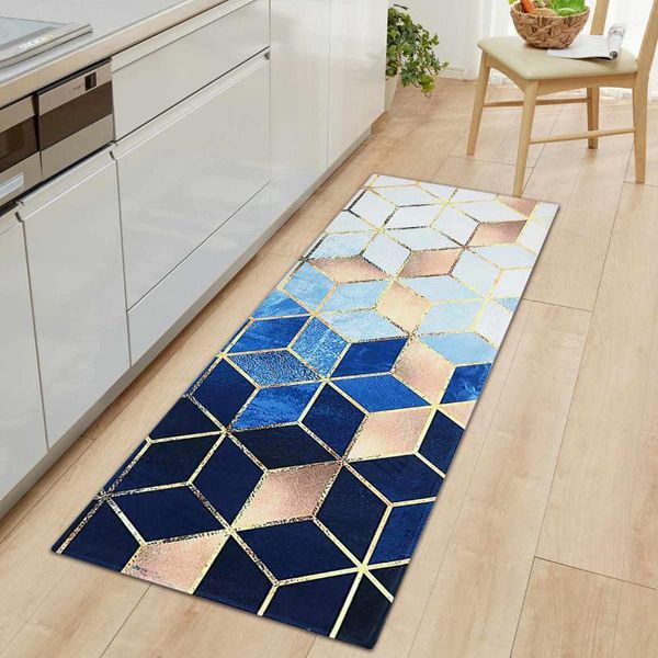 

classic geometric pattern long floor mat decoration living room rug non-slip absorbent kitchen carpet door entrance door mat