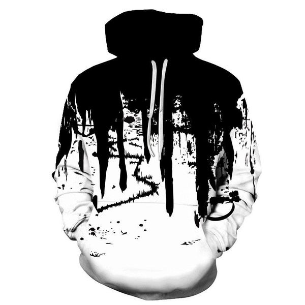 

men's hoodies & sweatshirts 2021 spring and autumn ink painting fashion pullover hoodie street harajuku 3d printing casual sports, Black