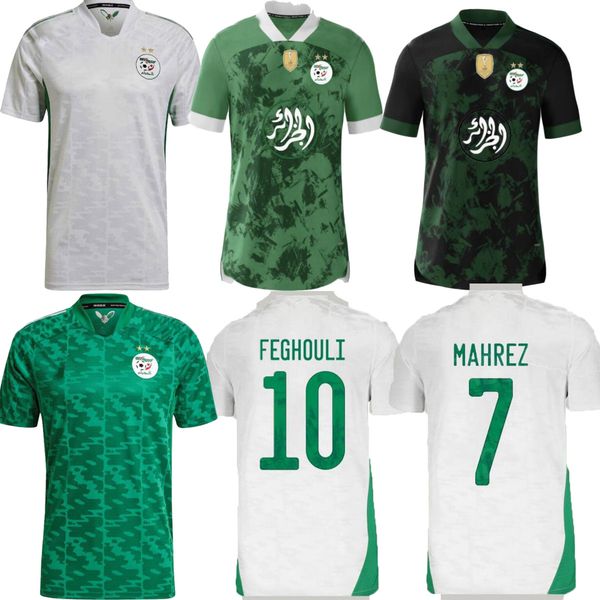

algeria special soccer jerseys home and away 2022 mahrez argelia 21 22 algerie atal feghouli slimani men football shirt maillot de foot, Black;yellow
