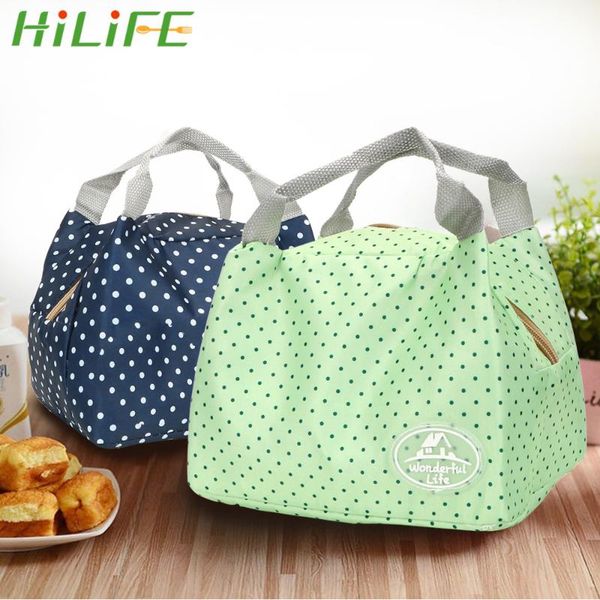 

dinnerware sets hilife portable dot cherry lunch box bag thermal insulated cold storage canvas stripe warm bags