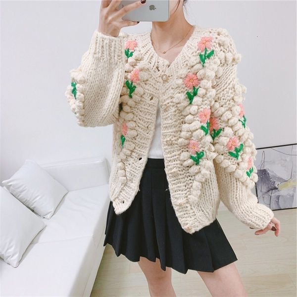 

women's jackets runway winter floral embroidered cardigan sweater outwear knit clothes christmas designer luxury bawh, Black;brown
