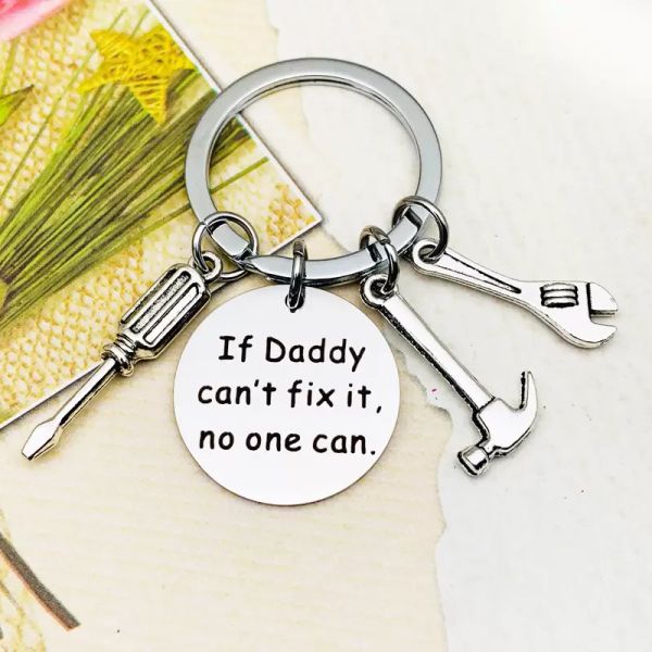 Babalar Günü Anahtarlık Babam Olabilir Bırak Paslanmaz Çelik Çekiç Tornavida Anahtarı Aracı Takı Anahtar Yüzük Teşekkürler Vermek Günü