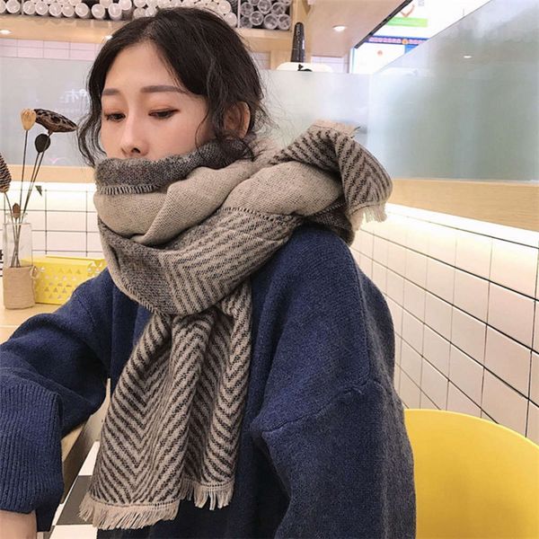 

scarf women winter long thick korean version versatile temperament cashmere boy student soft girl couple beige neck, Blue;gray