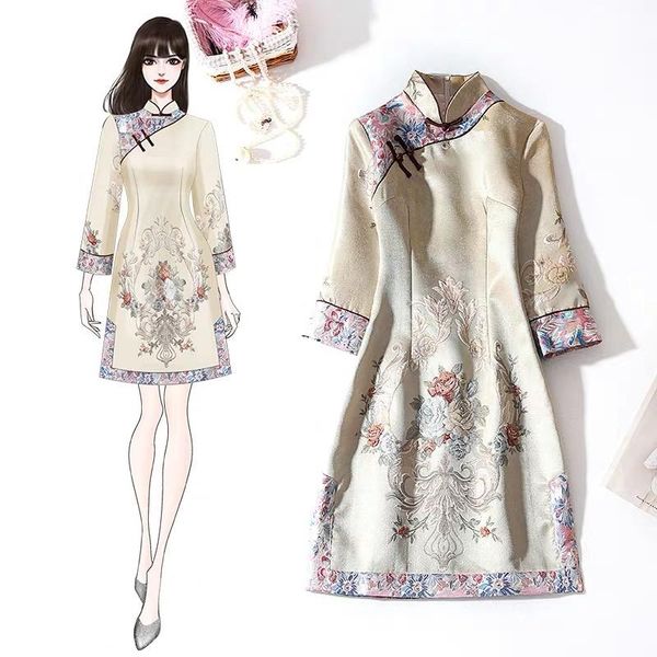 

ethnic clothing 2021 autumn arrival modern party winter cheongsam qipao dress, Red