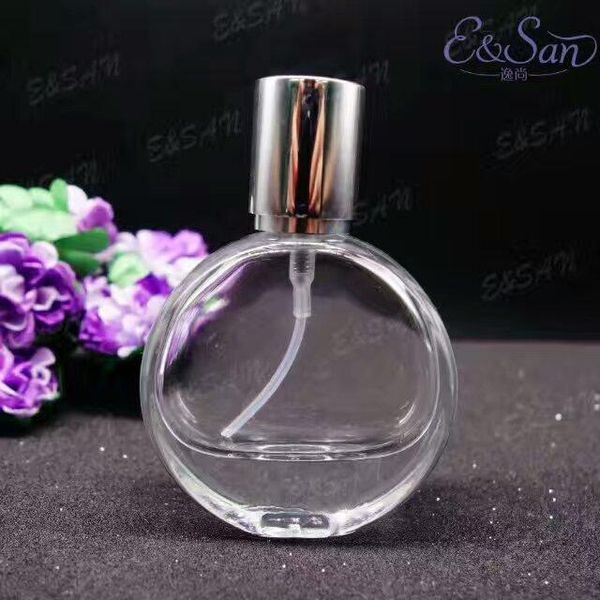 

pt186b-25ml advanced transparent flat round glass perfume spray bottle 100pcs/lot