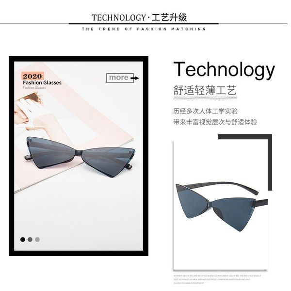 

sunglasses triangle ladies trendy net red same cat eye transparent ocean lens glasses, White;black