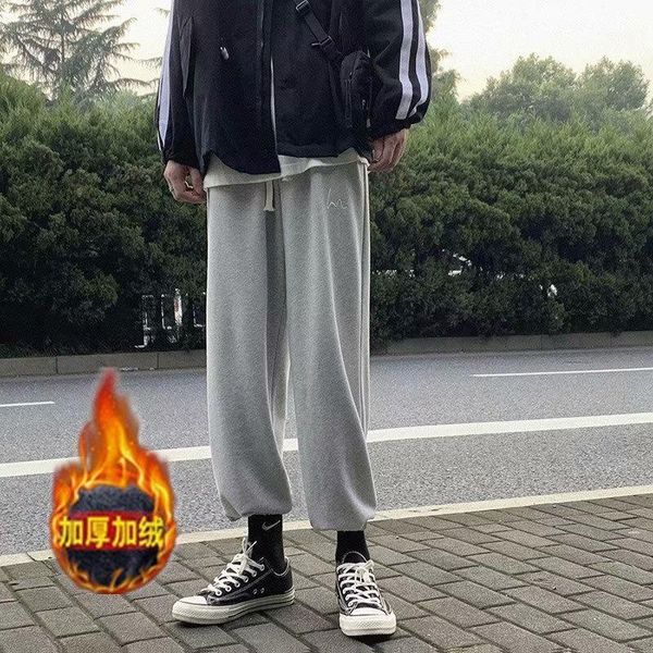 

women's pants & capris plush sweatpants loose legged casual autumn and winter fashion versatile drop feeling wide leg guard, Black;white