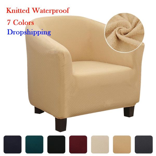 

chair covers elastic coffee tub armchair sofa cover knitted waterproof washable furniture slipcover protector skin-friendly single seat