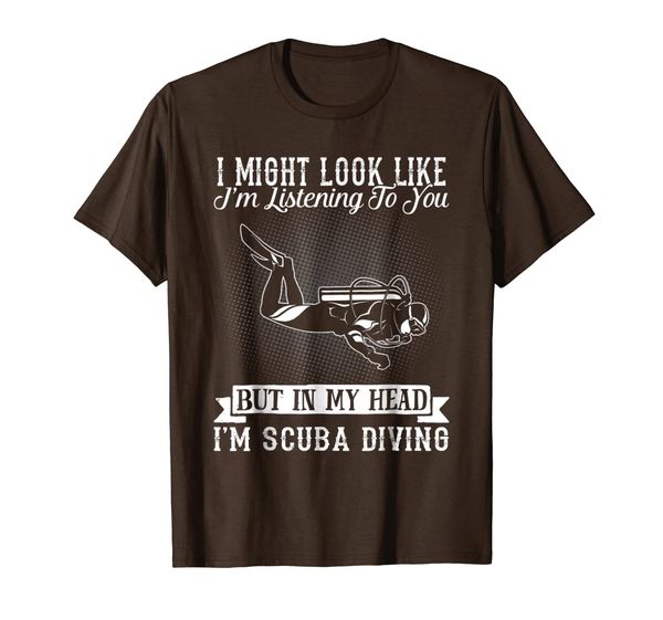 

listening to you but in my head i'm scuba diving t shirt, White;black