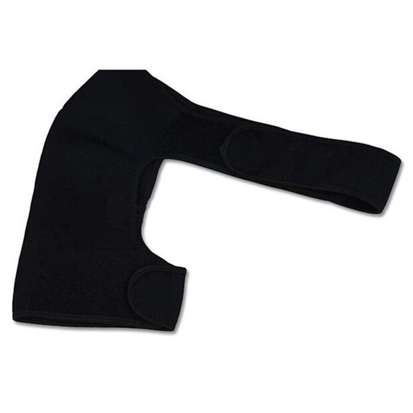 

adjustable black shoulder brace support belt left right single shoulder joint sport gym compression guard protect