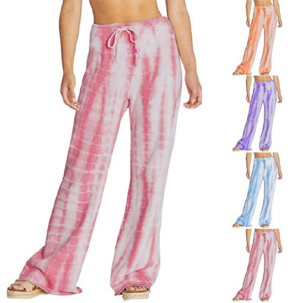 

women's pants & capris printed pattern wide-leg pants, high-waist slimming bright color stretch waist casual holiday, Black;white