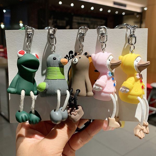 

animal pendant keychains key rings bear bird women car keys holder bag charms jewelry trinkets cartoon frog duck mens keyring chains gifts l, Slivery;golden