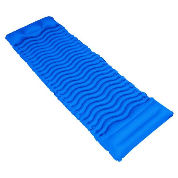 

1pc foot air inflation tent air mattress ultralight portable outdoor camping hiking inflatable sleeping mat (blue)
