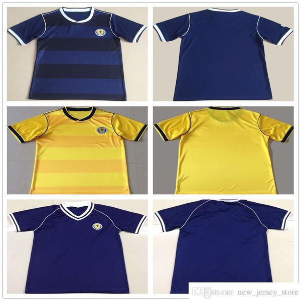 

1982 1986 retro scotland soccer jersey dalgish qsturm martin brown ritchie souness mcstay drogba lampar hansen vintage 82 86 football shirts, Black;yellow