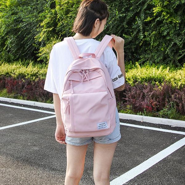 

school bags backpack solid color shoulder bag for teenage girl kawaii backpacks mochila women waterproof nylon