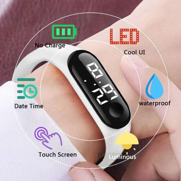 

wristwatches led electronic sports luminous sensor watches fashion men women dress watch digital silicone strap wristwatch @, Slivery;brown