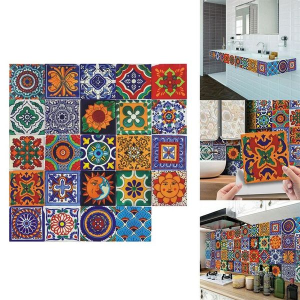 

wall stickers 24pcs self adhesive mosaic brick tile 3d sticker kitchen bathroom