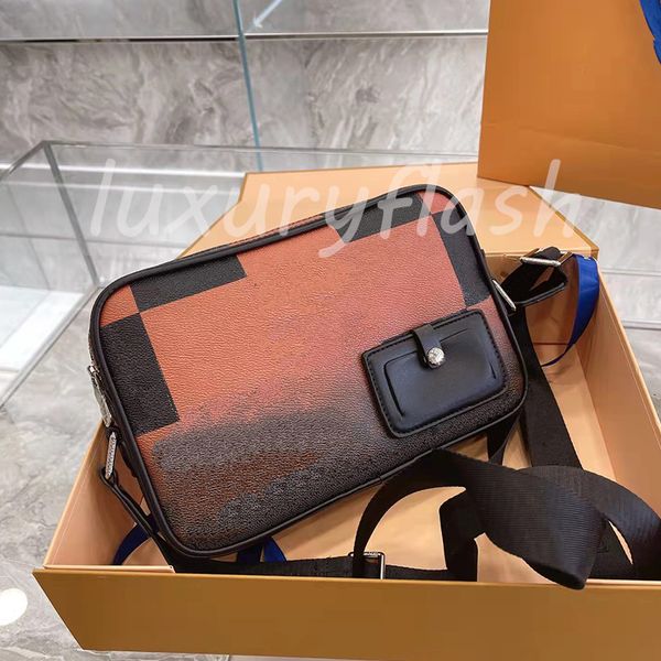 

checkered pattern men crossbody bags designers messenger purses latest 2022 luxurys business quality fashion zipper camera purses
