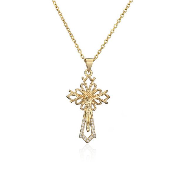 

pendant necklaces classic religious women jewelry gift jesus crucifix cross necklace charm chain elegant party choker, Silver
