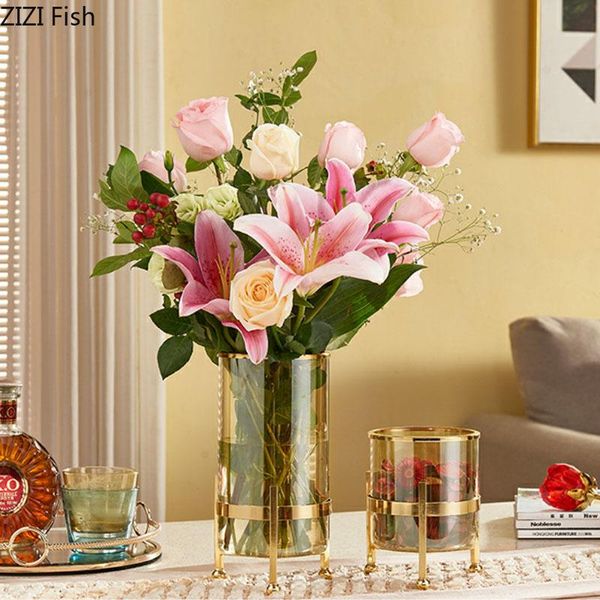 

vases classic transparent glass flower arrangement flowers pot decorative floral ornaments metal gold vase vintage home decor