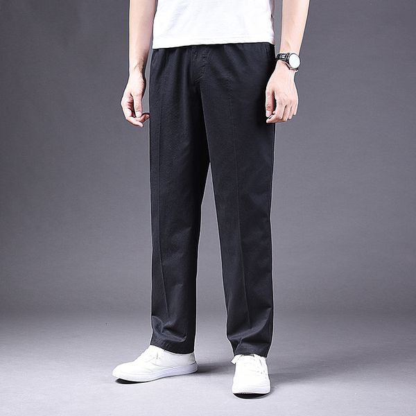 

2021 new spring and autumn men's casual straight loose large size tooling trousers cotton washed pants men nyy9, Black