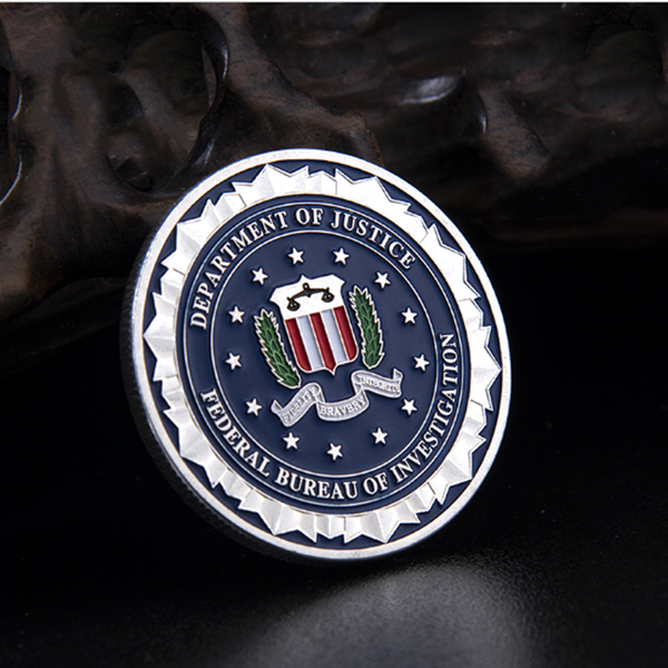 

2pcs non magnetic challenge craft great seal usa department of justice federal bureau of investigation silver plated souvenir coin replica b
