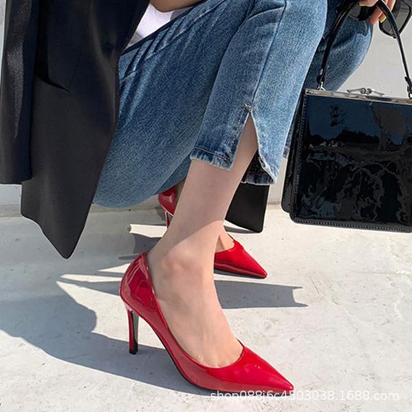 

dress shoes 2021 high heels women's pumps pointed toe stiletto party wedding, Black