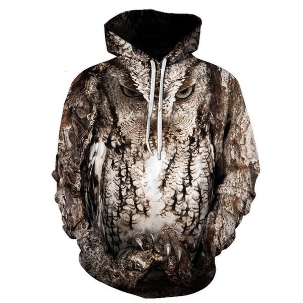 

selling creative owl 3d digital printing men's hooded sweater hoodies for men sportswear baseball sweatshirt ing, Black