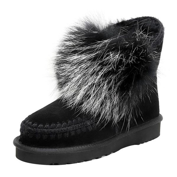 

boots snow plus velvet platform women's casual flat ankle women fashion warm shoes winter round toe plush, Black