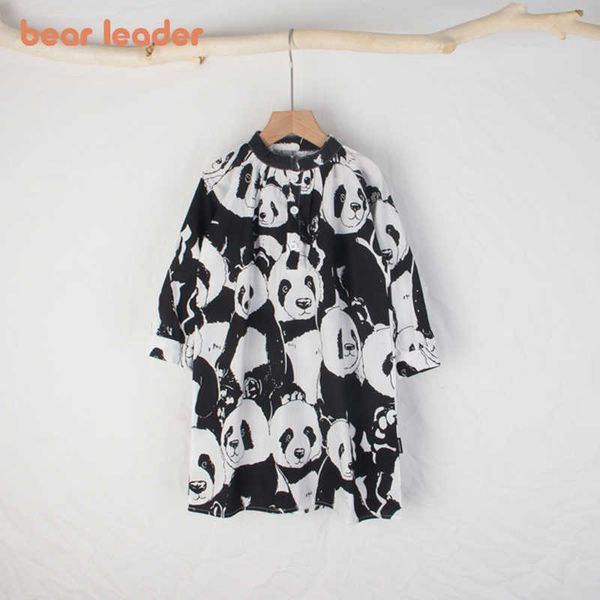 Bärenführer Lässige Frühlingskleider für Mädchen Herbst Mädchen Mode Cartoon Panda Kostüme Party Mode Kleidung für 2-7 Jahre 210708