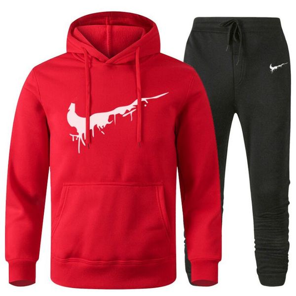 

2021 men sports casual sets new men's hoodies + pants two-piece suit tracksuit fashion solid color sets male plus size s-3xl, Gray