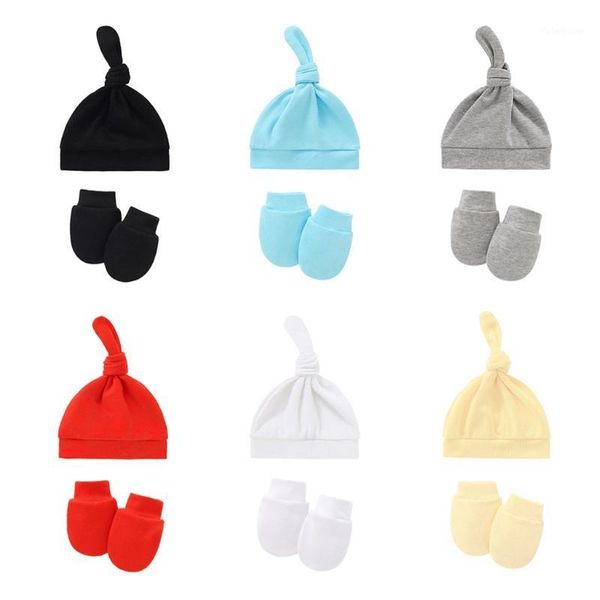 

caps & hats baby anti-scratching gloves knotted hat set born mittens warm beanie kit infants shower gifts1, Yellow