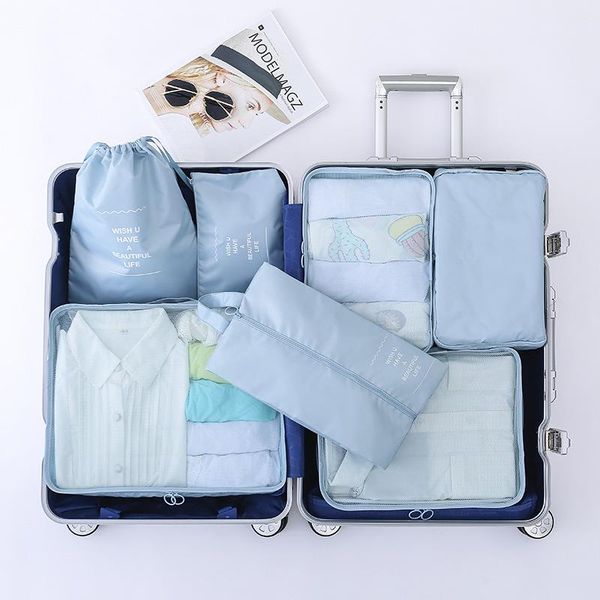 

duffel bags travel storage set seven sets large capacity cosmetic bag fold waterproof wear-resistant twill material