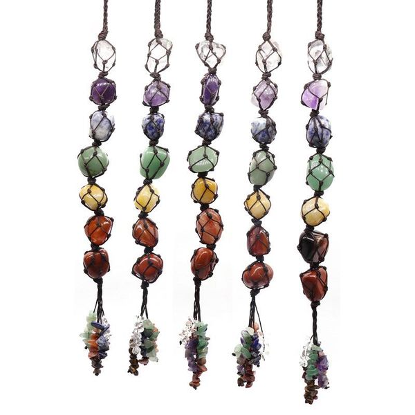 

keychains natural irregular crystals stone hand-woven keychain, Silver