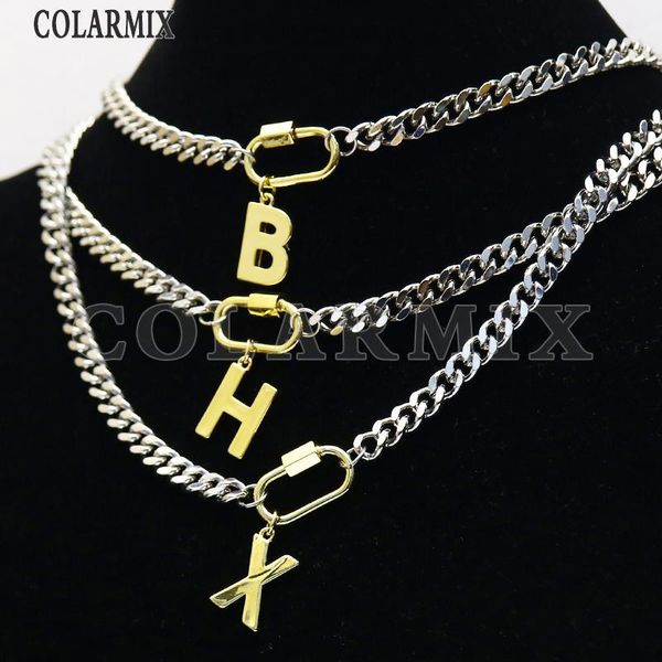 

pendant necklaces 8 strands punk necklace trandy 26 alphabets charms jewelry not fade color metal gold & white 9704, Silver