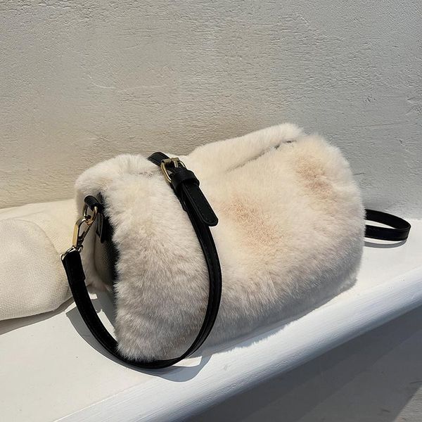 

evening bags solid color square crossbody bag 2021 winter high-quality soft plush women's designer handbag small shoulder messenger
