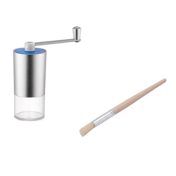 

manual coffee grinders 2-piece grinder hand-cranked machine with cleaning brush