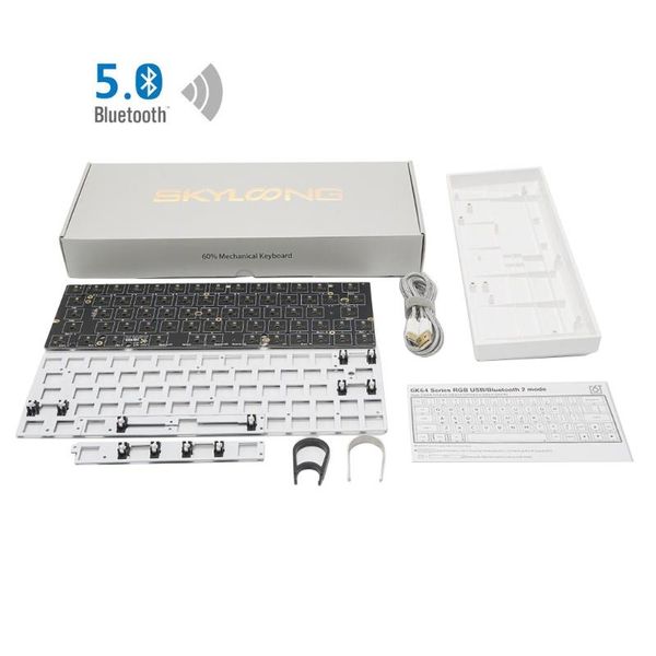 

keyboards gk64xs swap programmable bluetooth-compatible mechanical keyboard pcb custom kits rgb switch type-c usb port module suit 60%