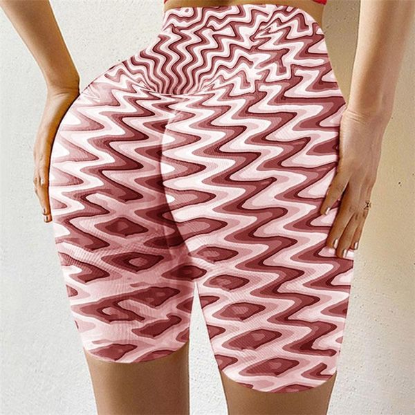 

women's shorts 3d digital for women multicolor stripe tight high waist elasticity sports running fitness, White;black