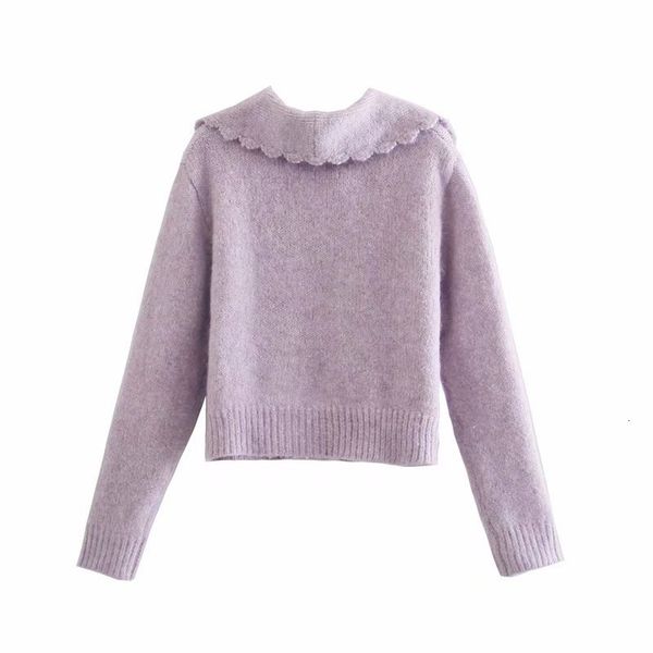 

2021 new women violet cardigan sweater double breasted short knitted jacket diamonds button female turn down collar vo3x, White;black