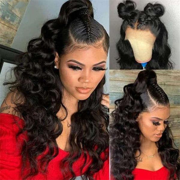 

lace wigs loose deep wave wig curly human hair 13x4 4x4 closure for women front pre plucked, Black;brown