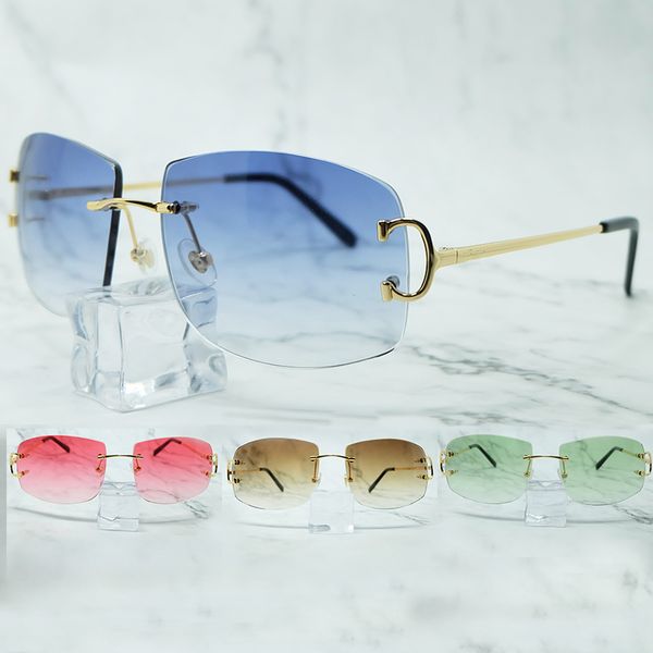 

designer glasses big square men luxury trendy sun glasses mens accessories women shades eyewear rimless carter pink blue sunglasses, White;black