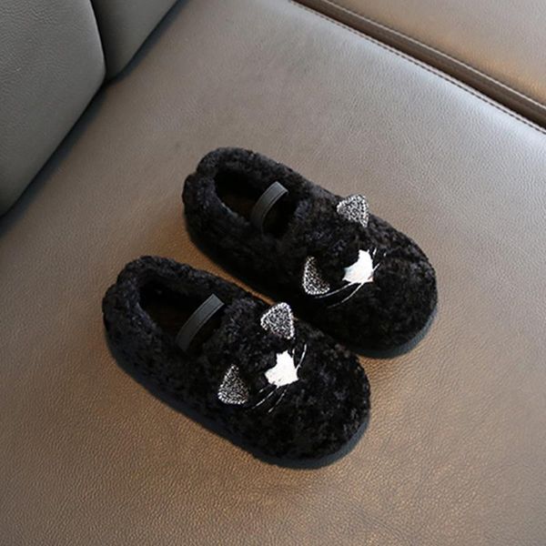 

sneakers winter kids shoes autumn pean cotton girl for plus velvet 1-5 years old babys, Black;red