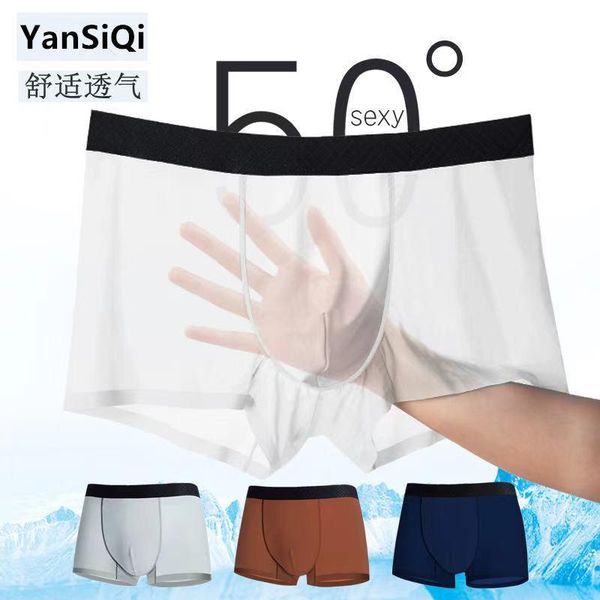 

underpants 3pcs men's underwear boxer brand bamboo fiber classica breathable ice silk fashion comfortable shorts, Black;white