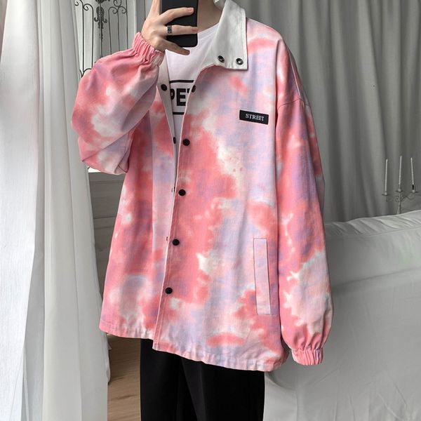 

2021 new primavera novo plus tamanho 5xl-s solto jaquetas masculinas/femininas manga longa ambos os lados usam tie-dye casacos casuais stree, Black;brown